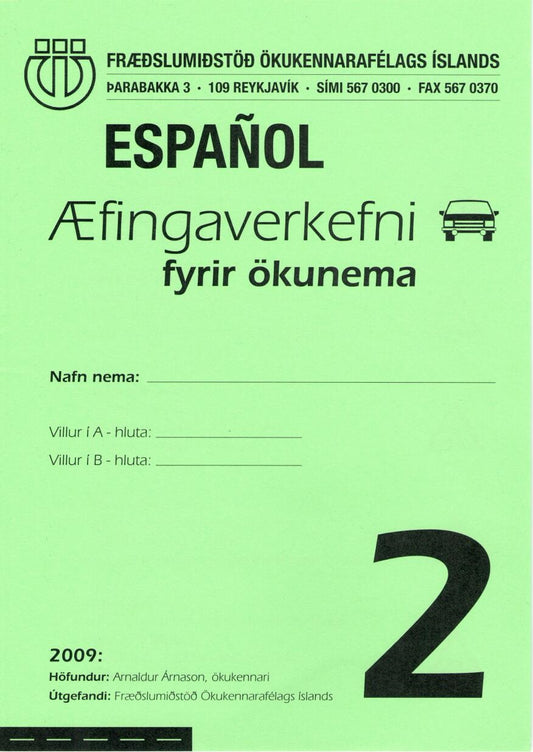 Æfingaverkefni fyrir ökunema á spænsku #2